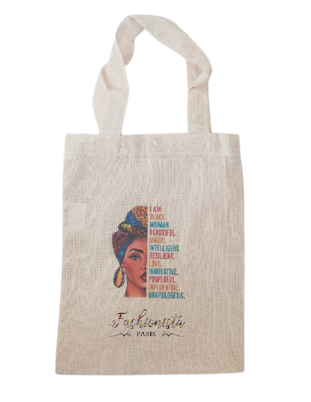 Mini totebag imprimé femme africaine