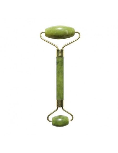 Masseur roller visage en pierre de jade vert + housse