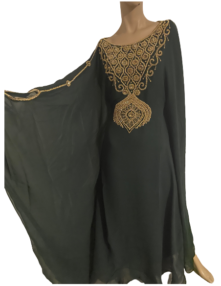 Robe déesse perlée noire