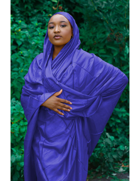 Melhfa couleur unie bleue