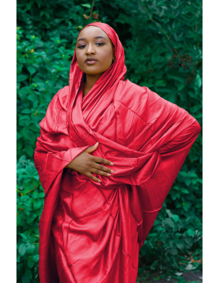 Melhfa couleur unie rouge
